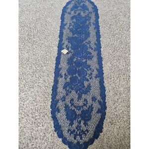 Heritage American Legacy Table Lace Runner Navy Blue 13x55 Floral